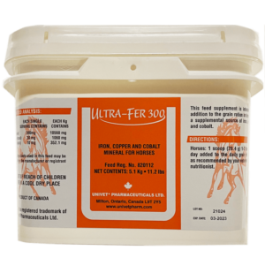 Univet ultra-fer 300 iron copper and cobalt mineral for equine use and improved performance for horses